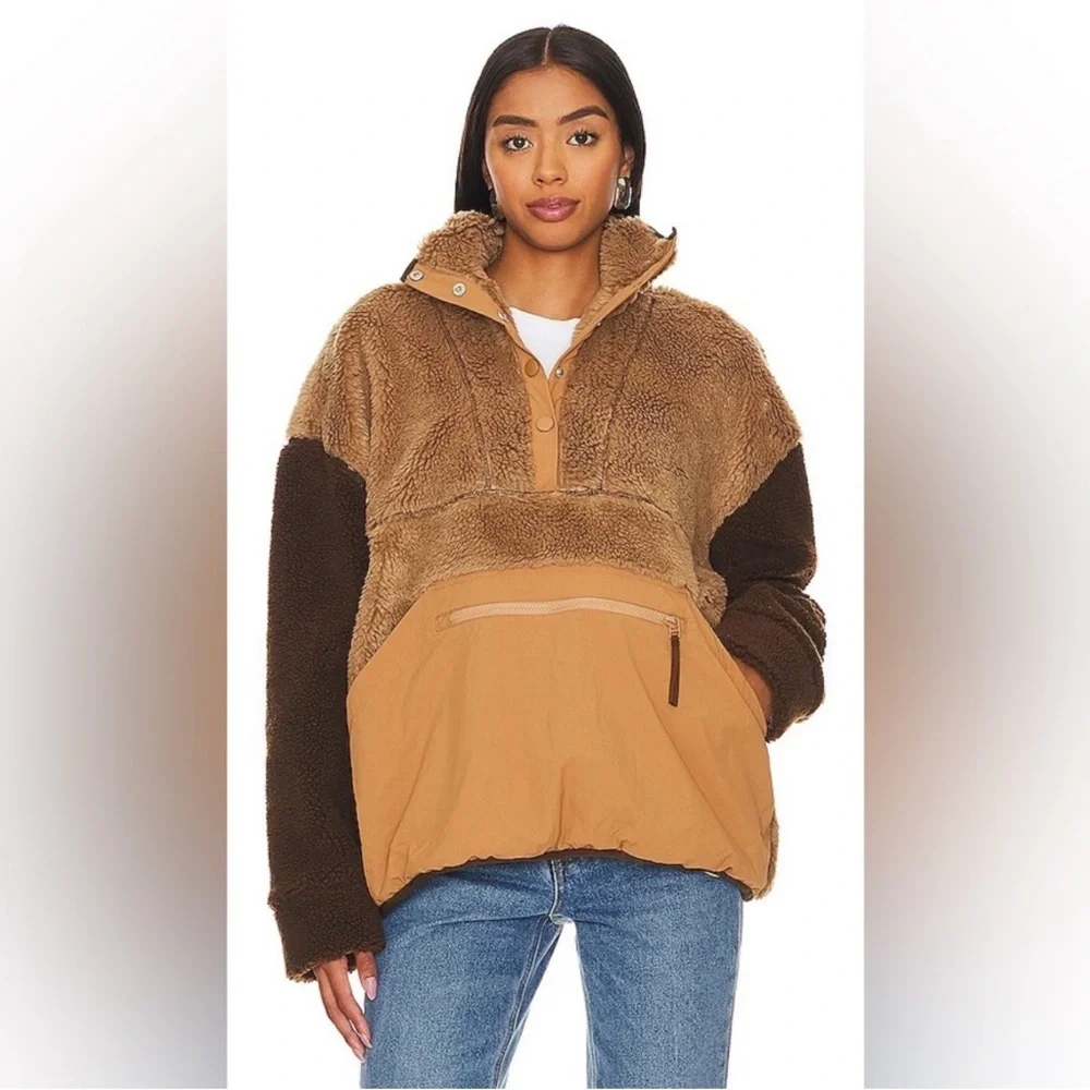 revolve LPA teddy / shell pullover size s NWOT chocolate brown - Picture 3 of 6